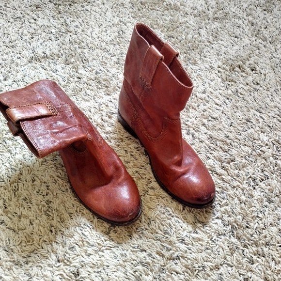 Frye Anna Shortie Leather Pull On Ankle Boots Brown Sz 6,5 - Picture 3 of 6